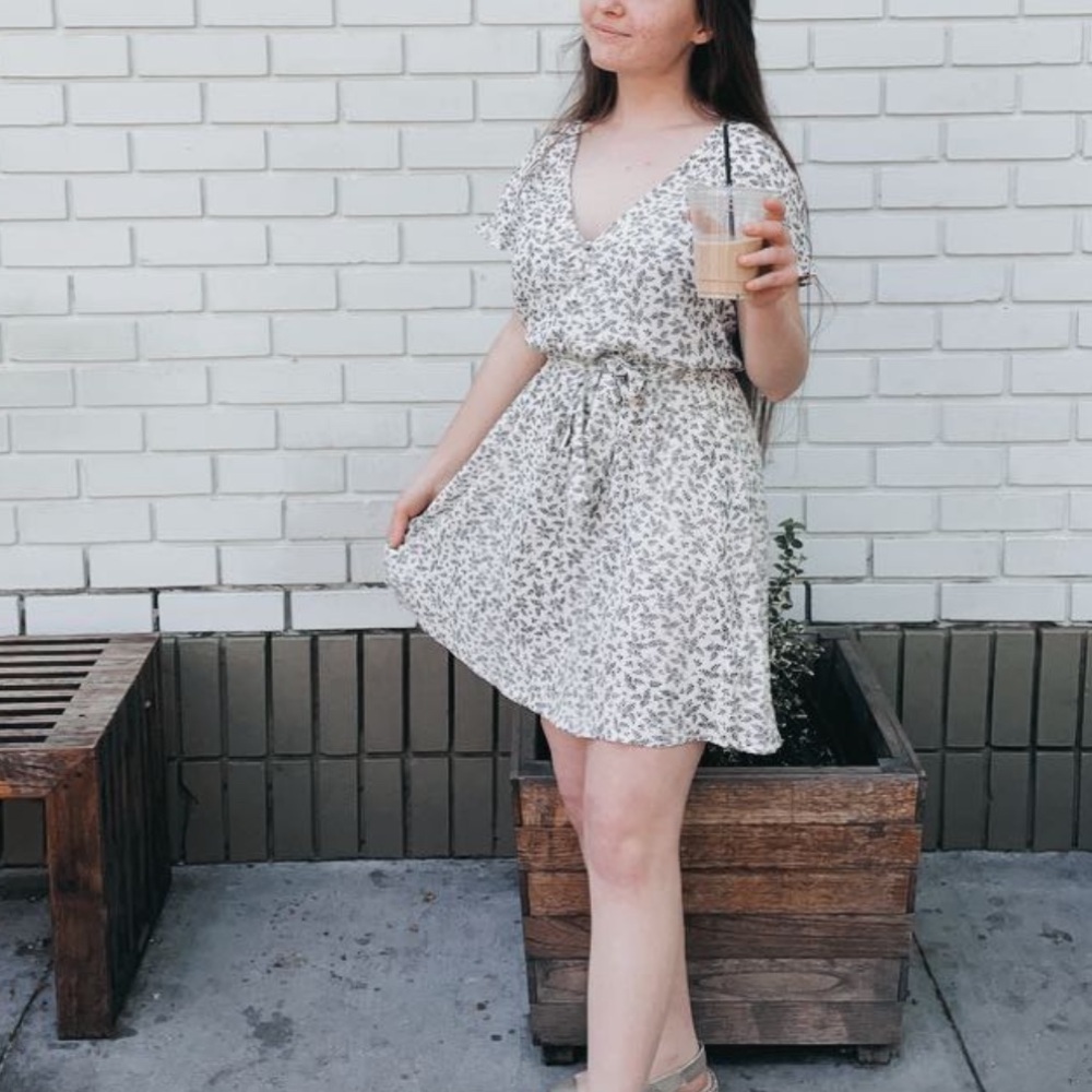 H&M Black and White Floral Mini Dress